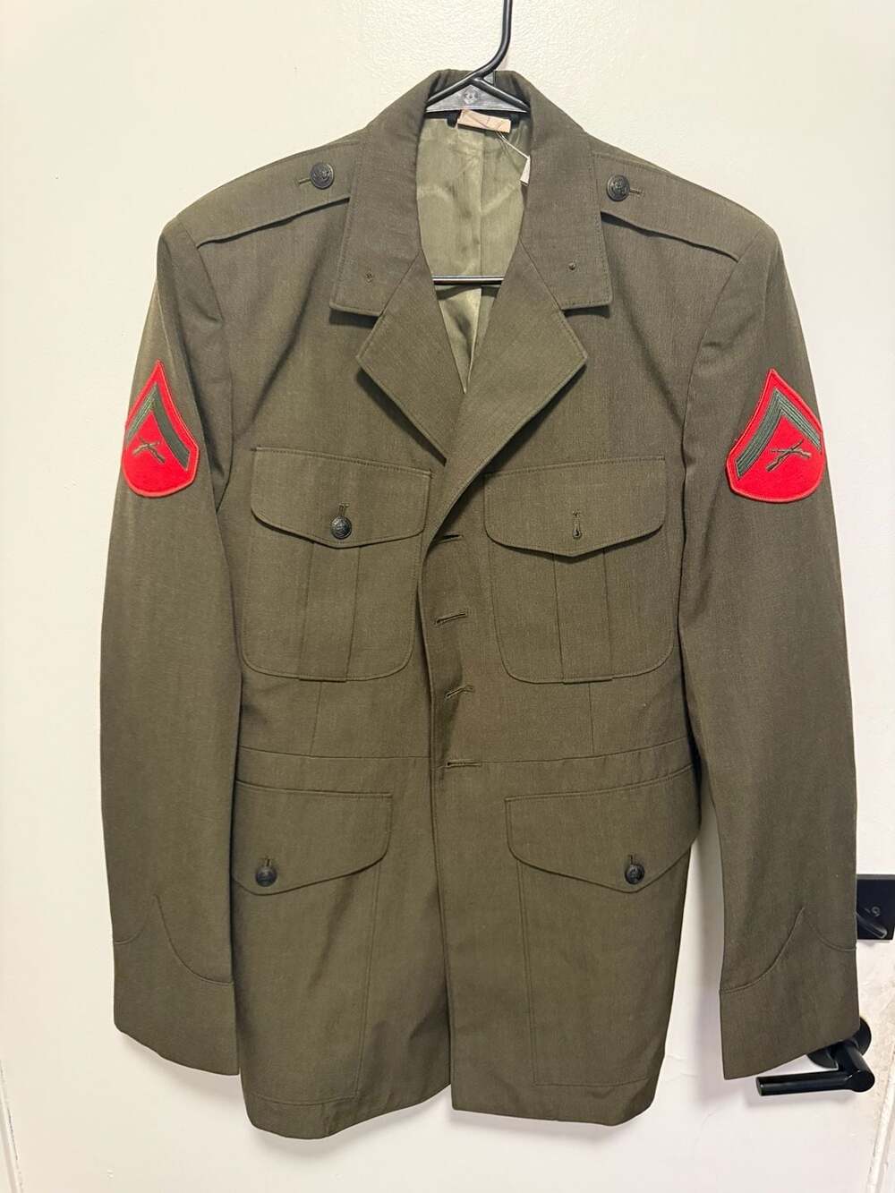 Vintage USMC US Marine Corps Service Alpha Green Dress Uniform Coat Jacket 41L